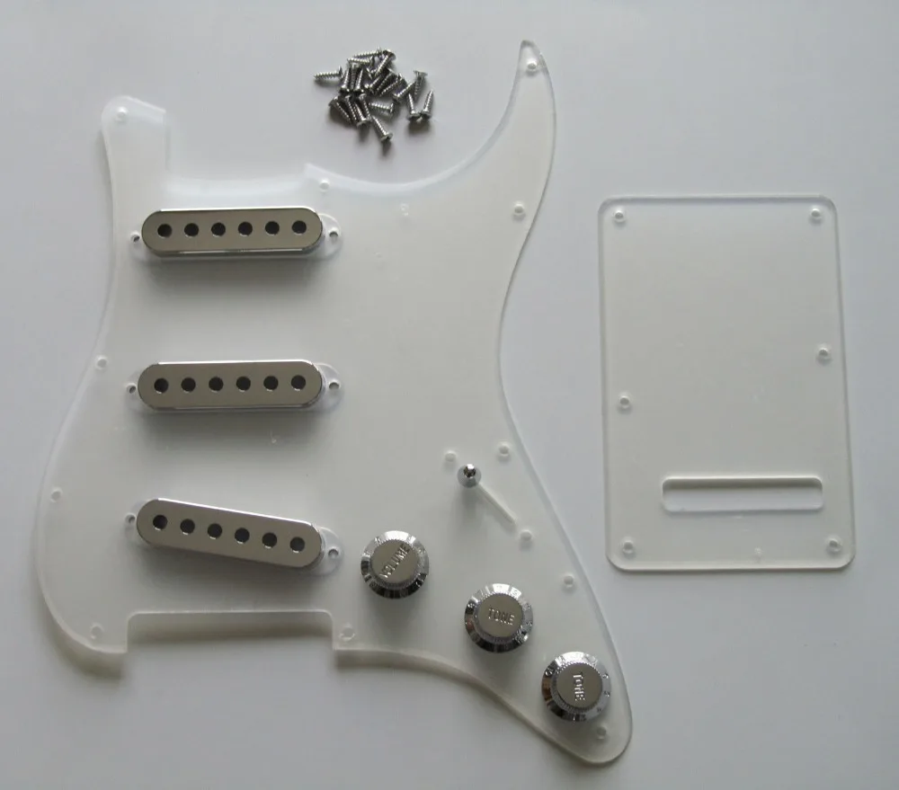 ST Pickguard задняя пластина прозрачная w/Хромированные крышки для пикапа ручки и