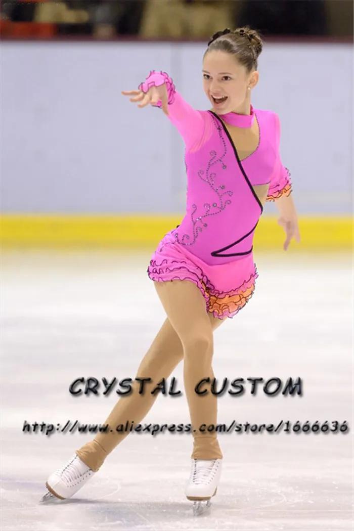 

Crystal Custom Figure Skating Dresses For Girls Graceful New Brand Ice Skating Dresses For Competition DR4344