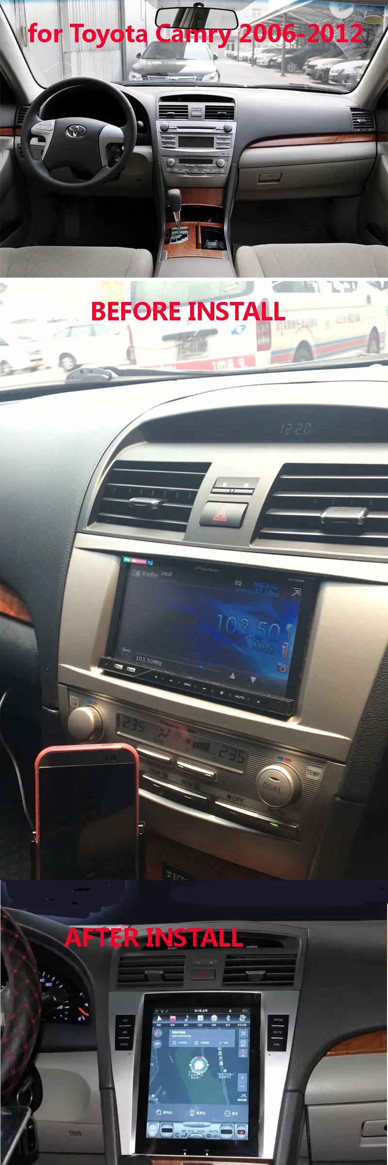 10,4 ''вертикальный экран Tesla стиль Android 8,1 автомобильный DVD gps навигация Радио для Toyota Camry 2006 2007 2008 2009 2010 2011 PX6