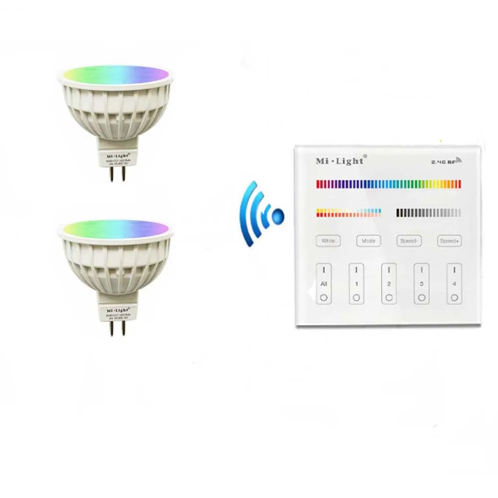 MiLight Светодиодная лампа 4 Вт MR16 RGB + CCT светодиодная B4 (3 В) Пульт дистанционного
