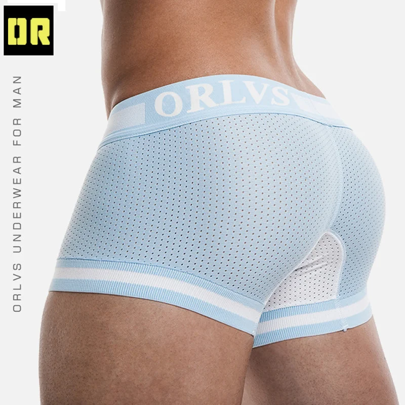 Боксеры Мужское нижнее белье мужчины боксеры дышащая сетка сплошной цвет буквы