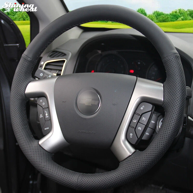 Блестящие пшеницы черный кожаный чехол рулевого колеса автомобиля для Chevrolet Captiva