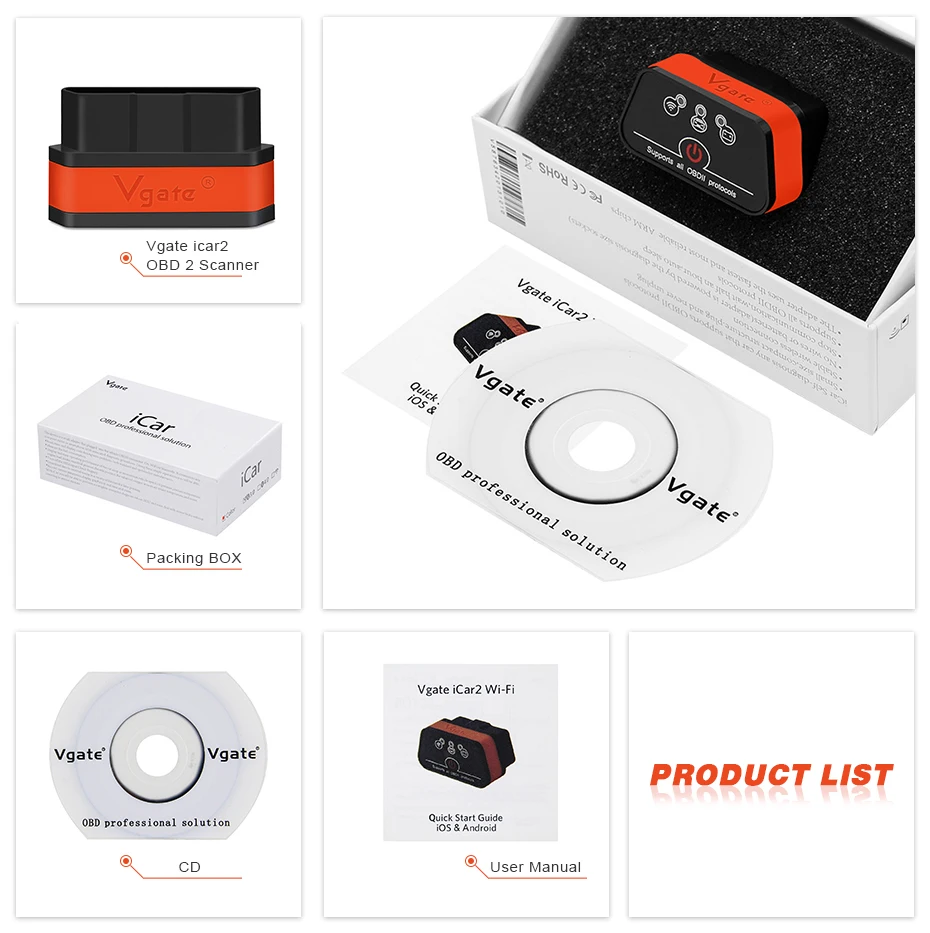 Vgate iCar2 ELM327 V2.1 Bluetooth/wifi для IOS/Android/PC OBD OBD2 диагностический инструмент Поддержка всех OBD протокол диагностический сканер