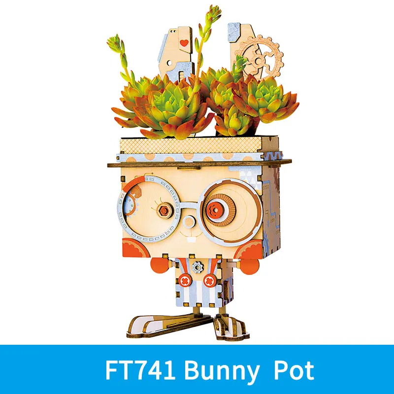 FT741 Robotime DIY цветочные горшки 3D деревянные головоломки домашний декор сборка модели Строительный набор игрушки для детей Audlt Прямая поставка - Цвет: FT741
