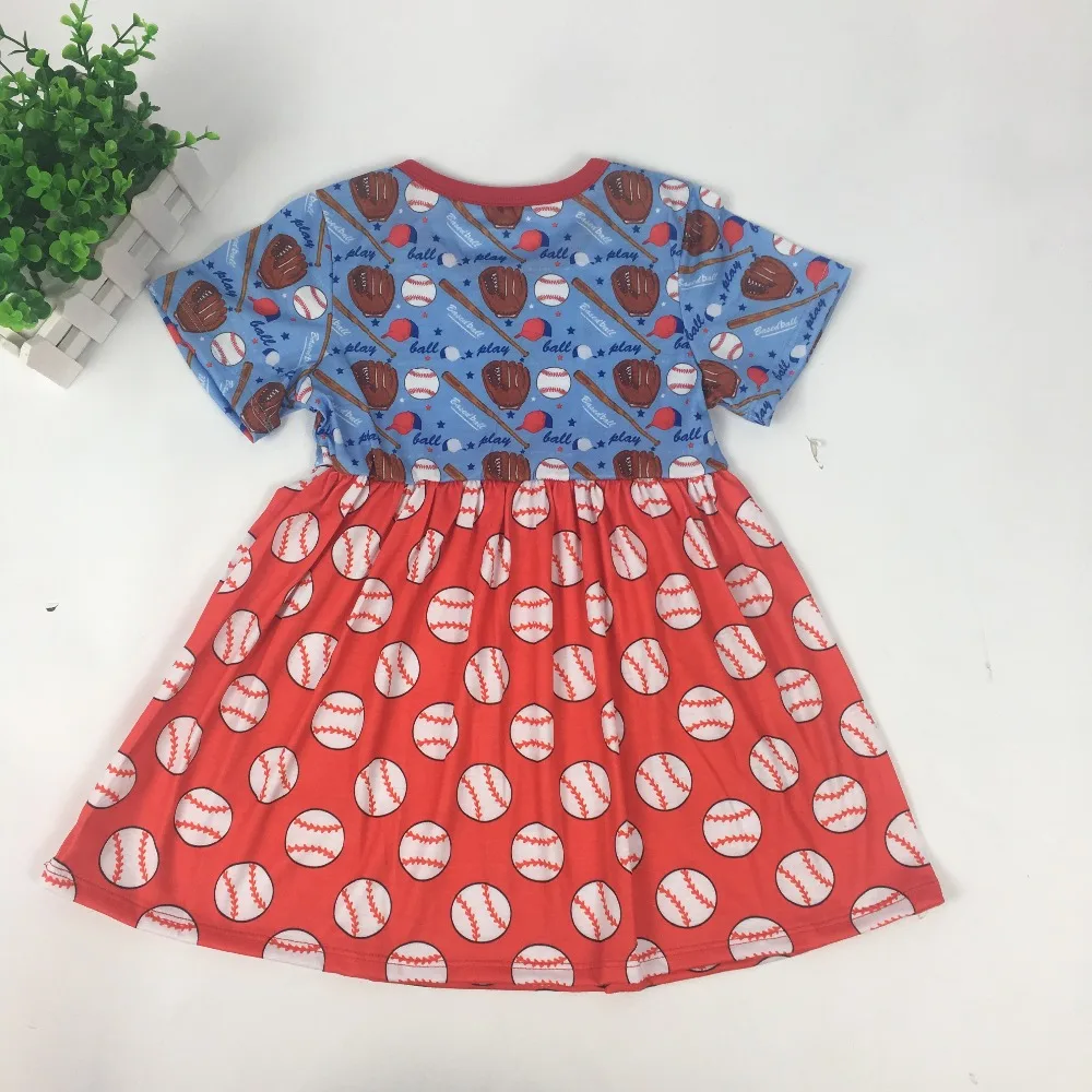 Puresun Free Shipping Baby Girls Dress Football Season Design Factory Direct Sale Baseball Pattern Children Boutique | Детская одежда и