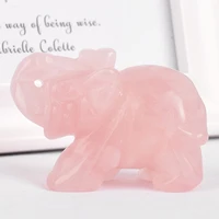 natural gemstone rose quartz elephant figurines carved craft stones and healing crystals statues for kids room decoration