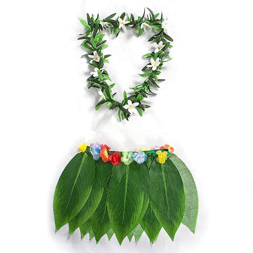Гавайская Юбка Хула для вечеринки юбка с имитацией листьев взрослых и детей