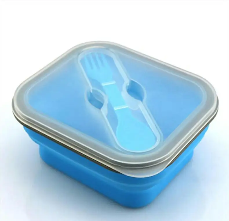 Синий Ланч-бокс BPA Бесплатный экологичный контейнер для еды с посуда Microwavable Bento коробка для детей взрослых школы офиса пикника - Цвет: Синий