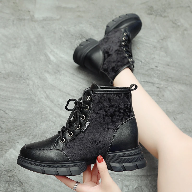 TESSFFEL Winter Boots Women platform boots Women's Fashion Martin Casual Lacing Ankle On Sale Size 35~39 | Обувь