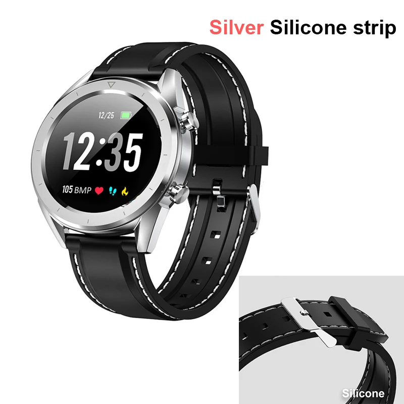 Silver Siliconestrip № 1 DT28 Смарт-часы 1,5" NRF52832 64KB 512KB монитор сердечного ритма напоминания о двигательной активности IP68 Водонепроницаемый Смарт-часы - Цвет: Silver Siliconestrip