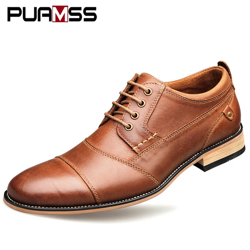 Brand Men Shoes Top Quality Oxfords British Style Genuine Leather Dress Business Formal Flats Plus Size 50 | Обувь