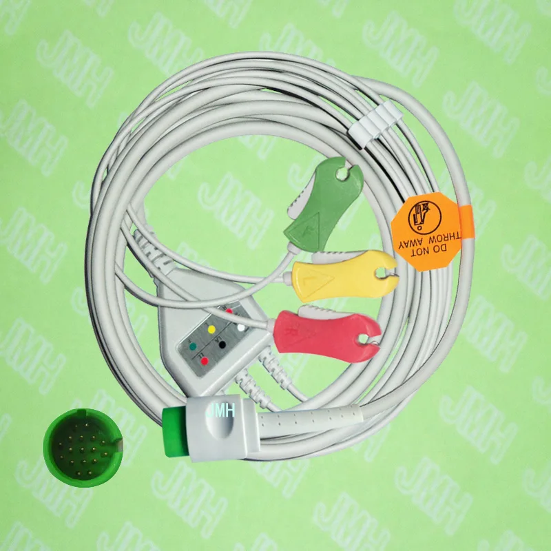 

Совместим с 17pin Spacelab 90496,90369 и 90367 ECG машиной цельный 3 свинцовый кабель и зажим leadwire, IEC или AHA.