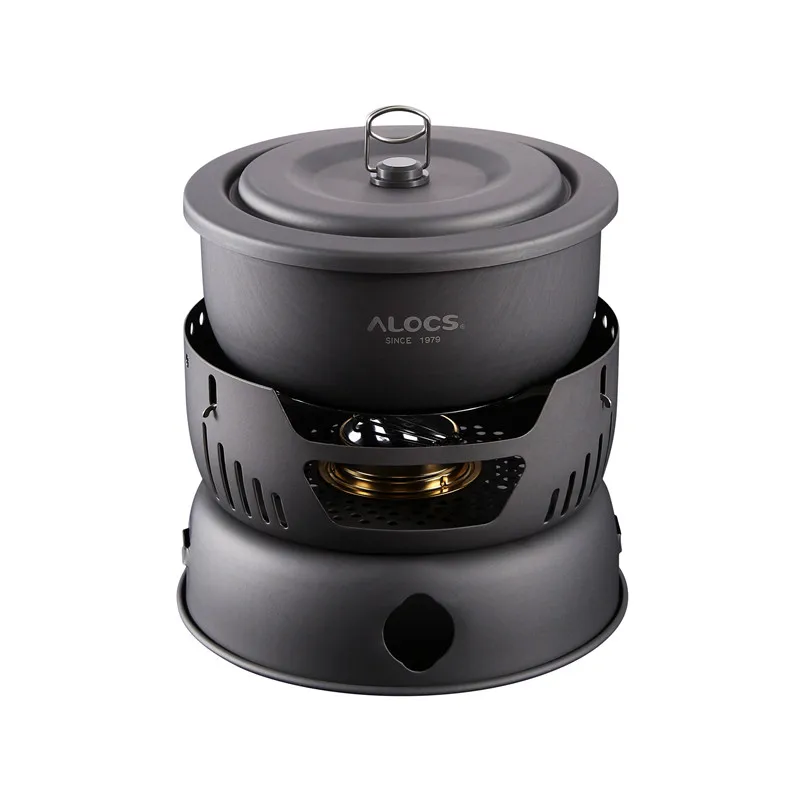 Черный ALOCS CW-C05 Aluminium Alloy Outdoor Tableware Set 2-4 Person Portable 10pcs Camping Cookware Set For Outdoor Hiking Picnic - Цвет: Черный