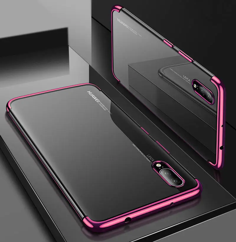purple Гальванический Прозрачный чехол для huawei P Smart чехол P30 P20 lite pro Nova 4 Honor 20 pro 8X 8C play Мягкий силиконовый чехол ТПУ - Цвет: purple
