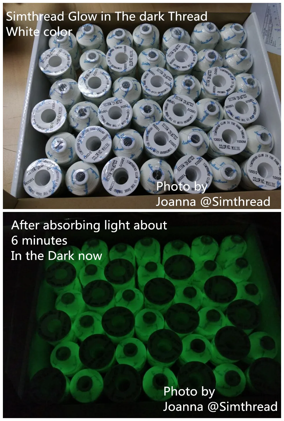 Simthread светится в темноте трилобальная полиэфирная нить Moonlight светящаяся Glowy1000