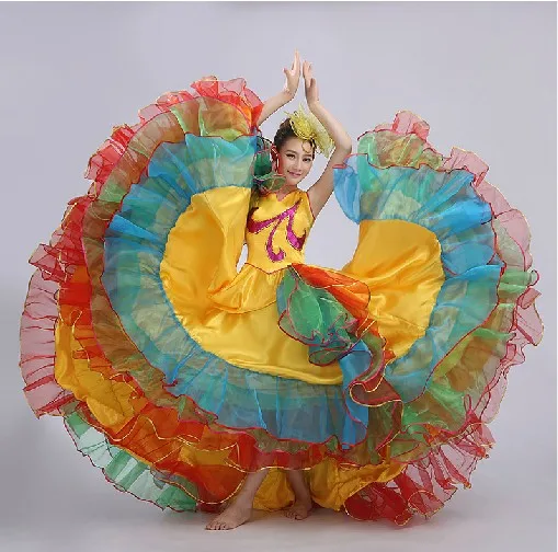 Красные юбки фламенко для бальных танцев юбка девочек испанские танцевальные