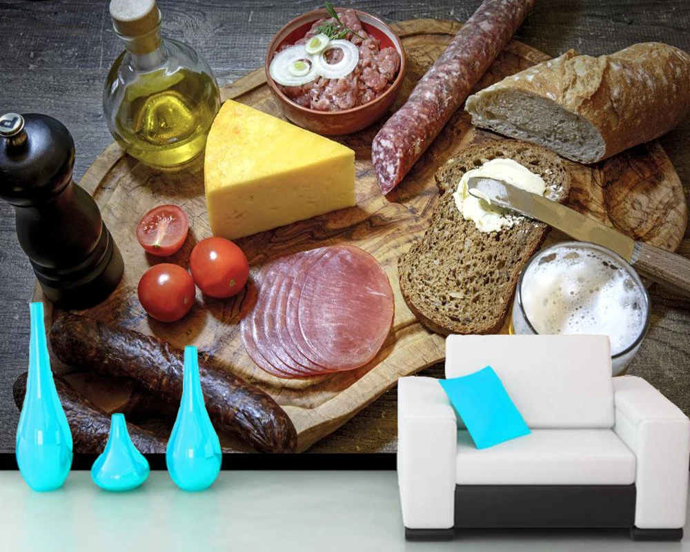 Настенные обои на заказ для кухни пива и еды фон ресторана бара декоративные
