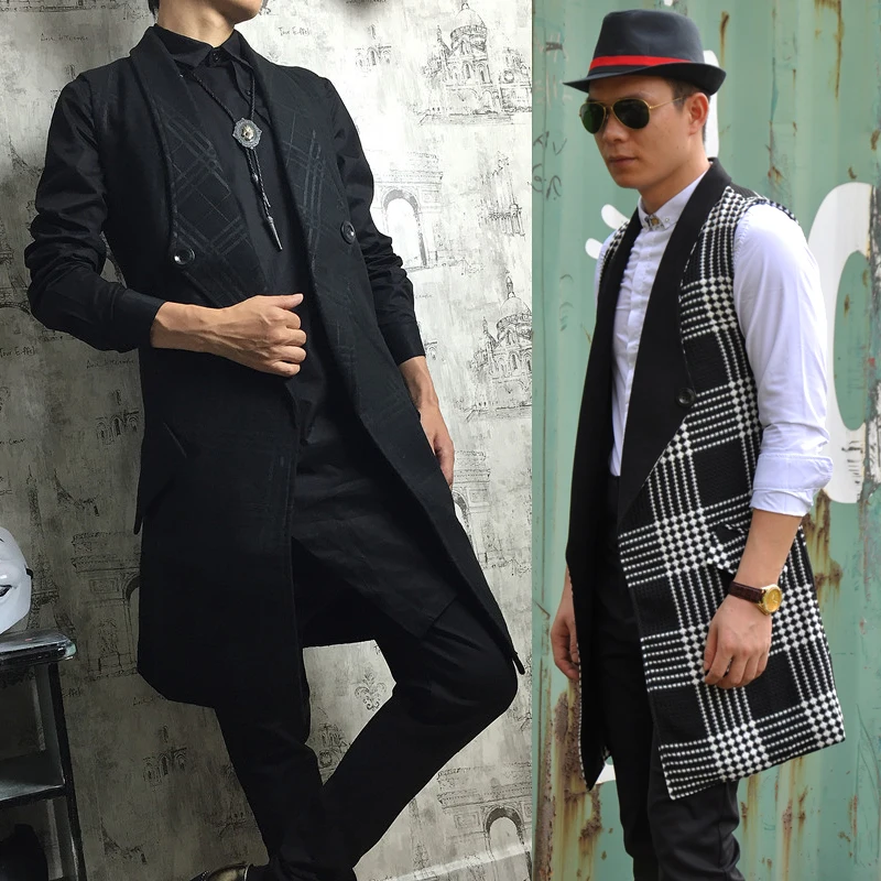 Новинка 2017 осенняя мужская длинная верхняя одежда длинный дизайнерский