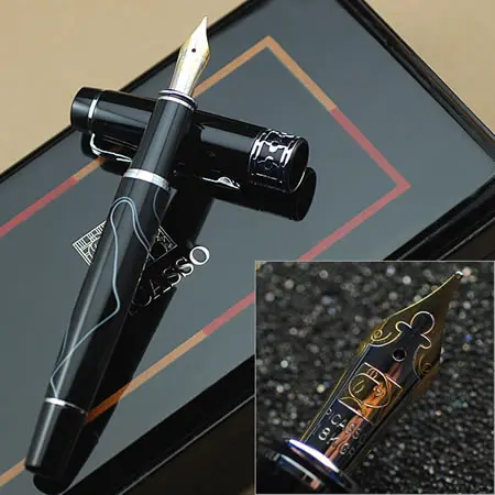 Пикассо 925 перьевая ручка 18KGP M черная swirl hot|pen fountain pen|fountain pen nibpen |