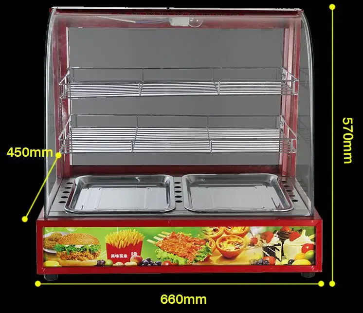 2 сковорода изогнутое стекло согревающая витрина горячая пищевая стеклянная