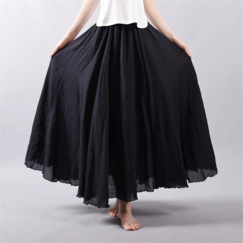 Элегантная плиссированная летняя юбка женская черная Повседневная Длинная