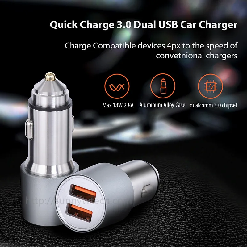 SUNNYBOXPRO автомобиля Зарядное устройство Quick Charge 3 0 Dual USB общая мощность 48 Вт для Xiaomi 6