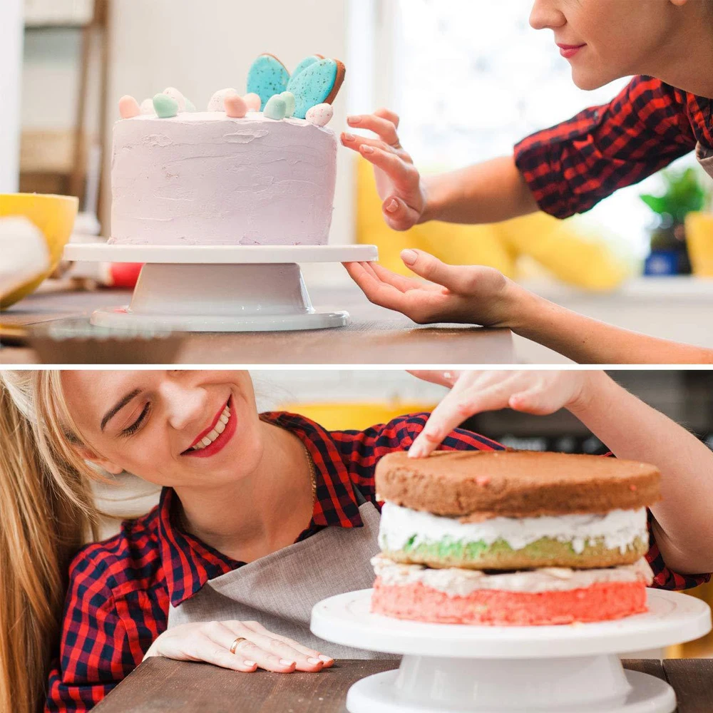 Cake Silk Flower Turntable Plastic Non-slip Cream Set Baking Tool With Scraper | Дом и сад