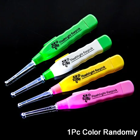 Color Randomly Детский ушной очиститель, ушной воск, инструмент для удаления воска, флэш-светильник, Ушная палочка для чистки ребенка, светящаяся Ушная кюрета светильник, ложка, ушной шприц - Цвет: Color Randomly