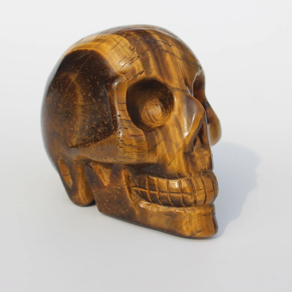 

360g Natural Pretty Tiger 's Eye Carved Quartz Crystal Skull ranging From China free shipping k08
