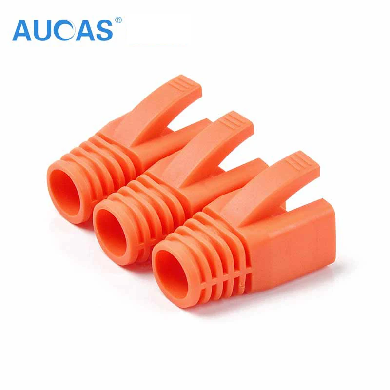 Фото AUCAS 50 шт. RJ45 крышки разъемов модульная заглушка кабеля Разъем защитные ботинки Cat7 противопылезащитные №1