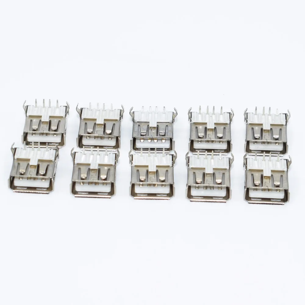 10Pcs USB Type A Standard Port Female Solder Jacks Connector PCB Socket USB-A type | Электронные компоненты и