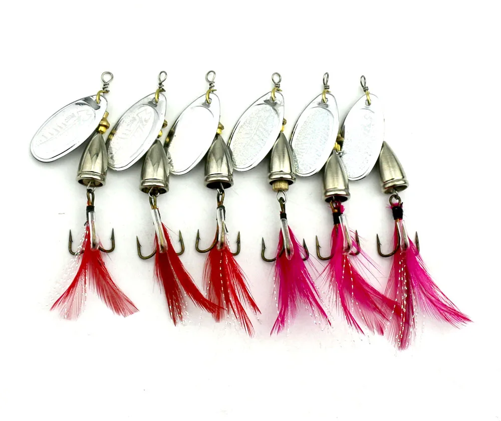 

10pcs Hot Sale Spoon Metal Fishing Lures 7cm 8.3g Set Spinner Baits CrankBait Bass Bait Fishing Tackle With Feather Hook