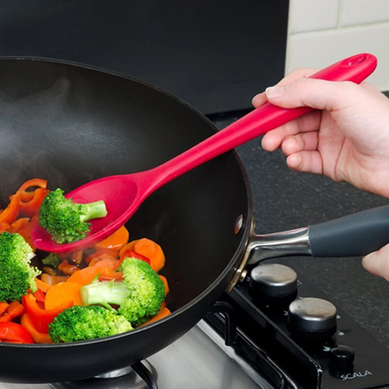 Большой ложка силикон Термостойкие кухонные ложки половник с длинной ручкой