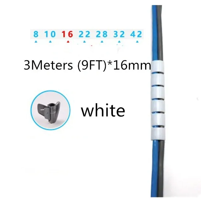 3Meters x10mm(white) KEITHNICO Кабельный органайзер провода управление протектор устройства для сматывания кабеля спиральная трубка рукав настольный компьютер шнур питания для хранения обёрточная бумага - Цвет: 3Meters x10mm(white)