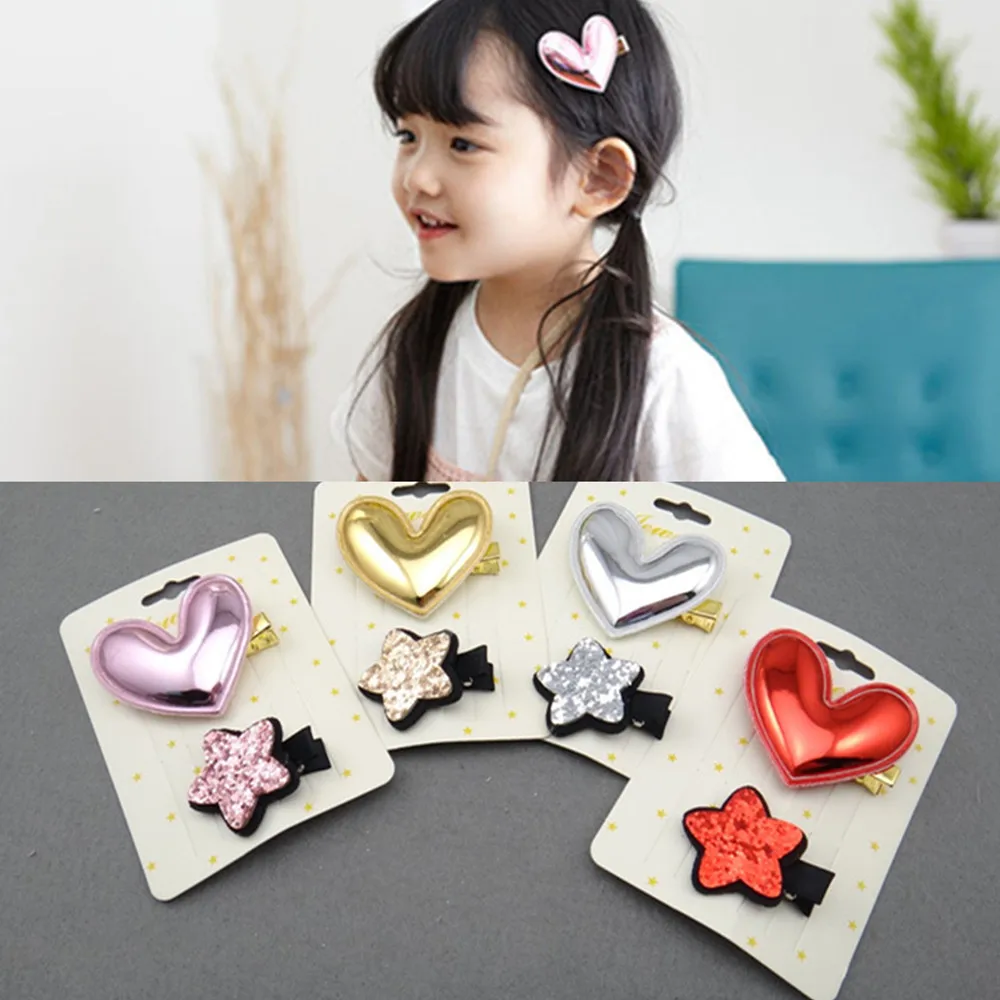 2 шт. сердца заколки для детей девочек аксессуары оснастки когти головной убор