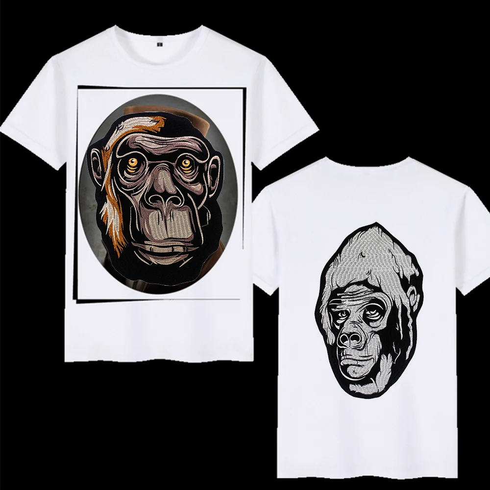 2pc Big Crown Monkey Embroidered Gorilla Patch Iron on Patches Motorcycle Punk Jacket Charm Badge Stickers Applique TH1679 | Дом и сад