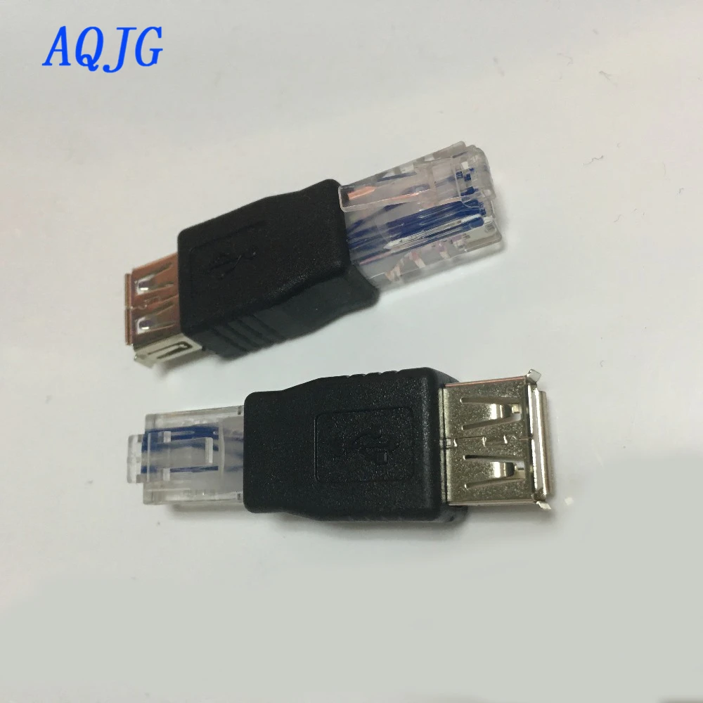 PC Crystal Head RJ45 Male to USB 2.0 AF A Female Adapter Connector Laptop LAN Network Cable Ethernet Converter Transverter Plug |