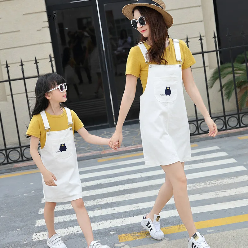 

New Mother Daughter fashion t-shirt+Dresses free Style Mom and Daughter Dress Mommy and Me Family Matching dress