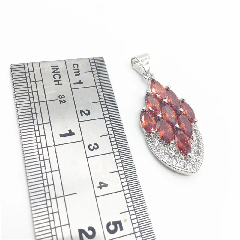 Silver 925 Jewelry Sets Red Cubic Zirconia White CZ Beads For Women Earrings/Pendant/Ring/Bracelet/Necklace Set T0009-1 | Украшения и