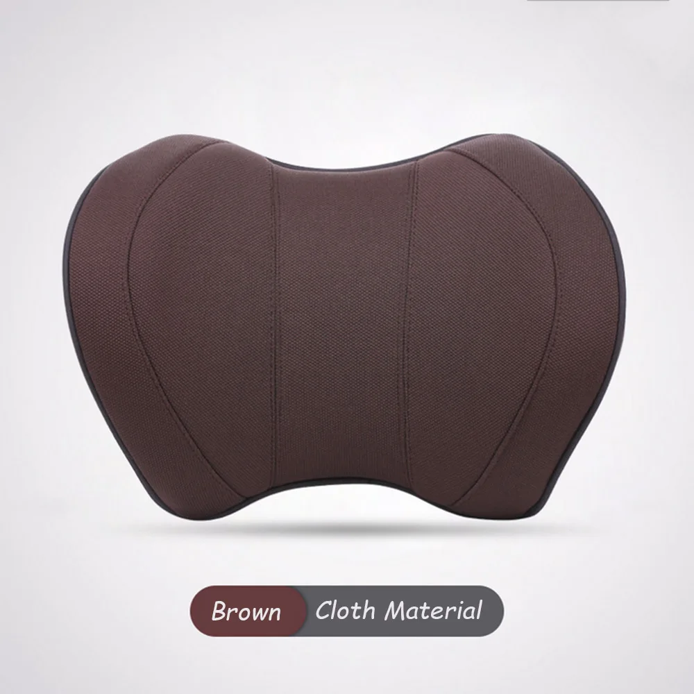 Brown-Cloth JINSERTA Автомобильная подушка для шеи из искусственной кожи с эффектом памяти, Автомобильная подушка для сиденья, подушка для спины и шеи, автомобильные аксессуары, подголовник - Цвет: Brown-Cloth