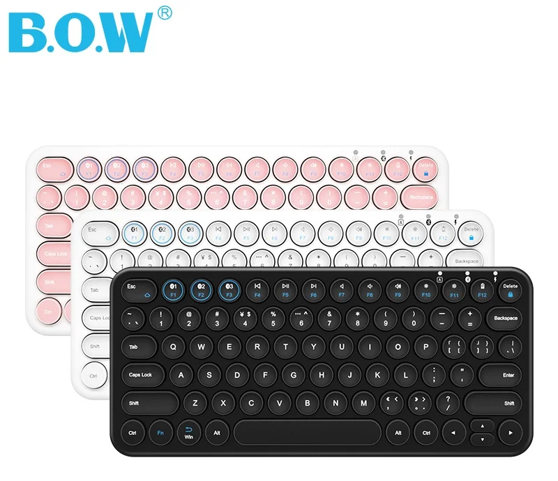 B O W HB098S мини ретро круглая крышка 78 ключ портативный Bluetooth беспроводная клавиатура Поддержка 3 устройств одновременно