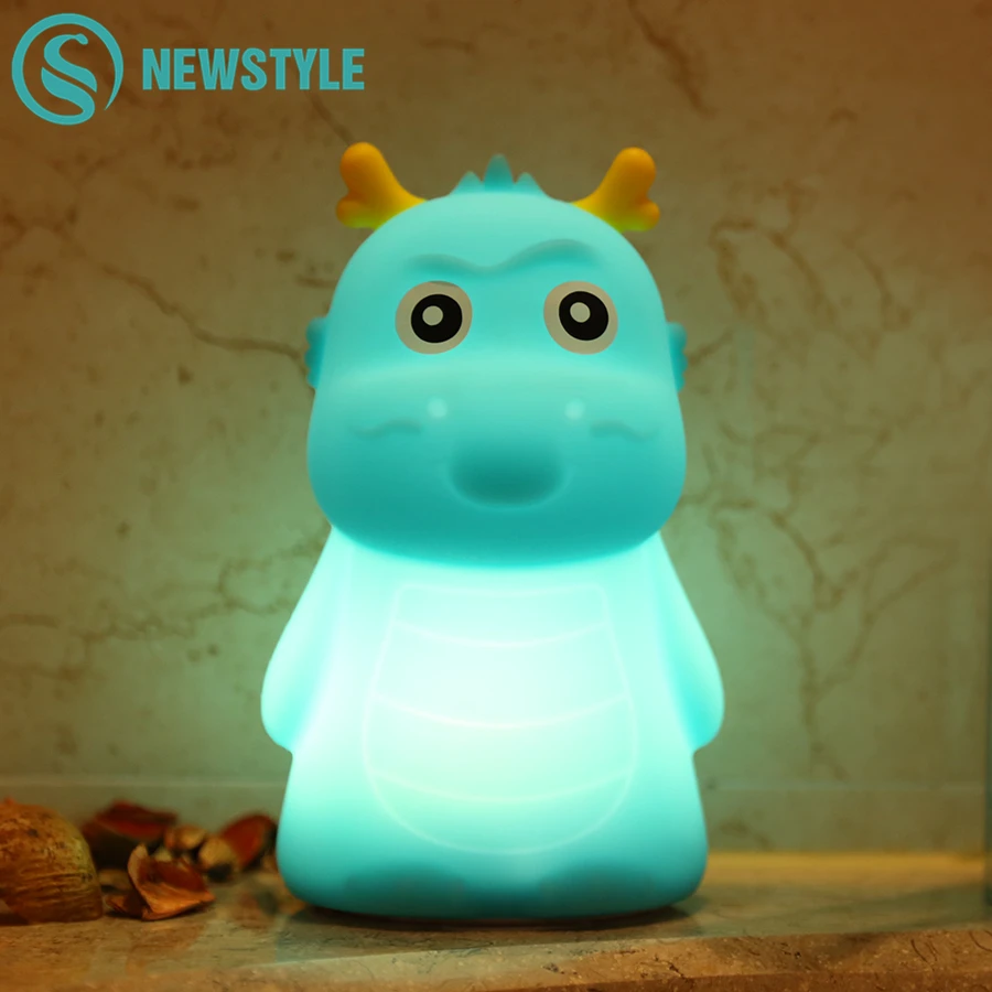 Cute Dragon Night Light For Children Bedroom Lamp Dinosaur LED Nightlight Child Lights Beside Baby Christmas Xmas Gifts | Лампы и
