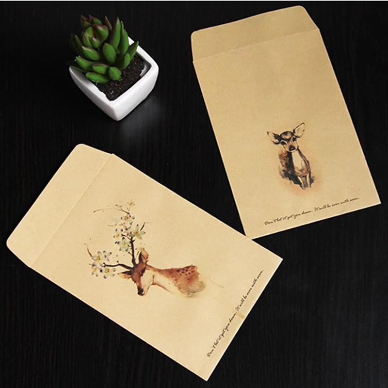 80 шт. 4 маленькие крафт пакеты с оленем в стиле ретро конверты китайские бумажные