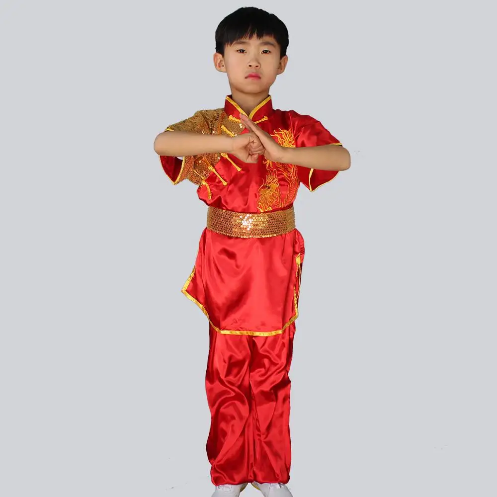 Детская одежда Nanquan длинные эластичные шелковые костюмы Wushu для файтинга