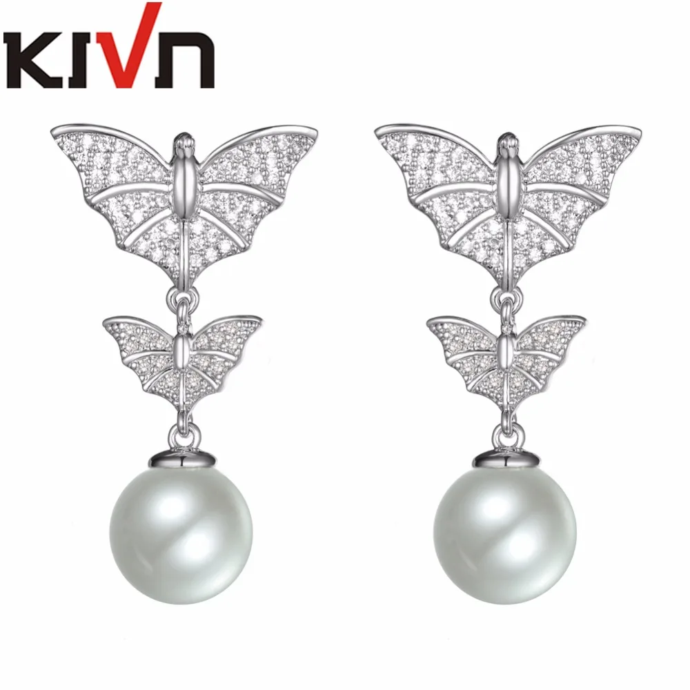 KIVN модные ювелирные изделия Висячие серьги-гвоздики с фианитом женские