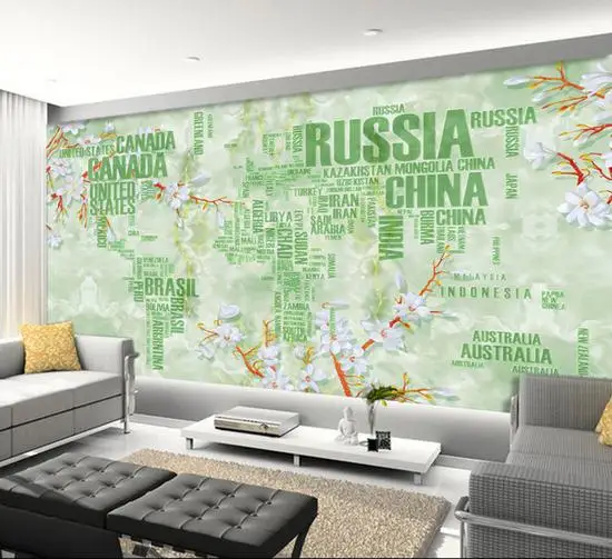 

3d wallpaper murals custom Modern three-dimensional jade carving letter world map background wall murals wallpaper