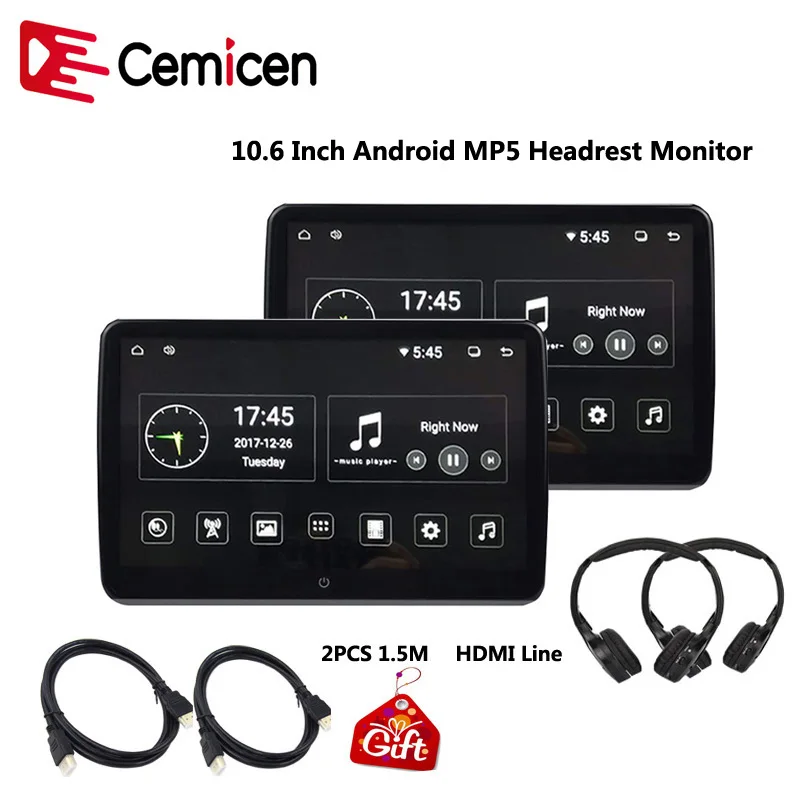 Монитор на подголовник автомобиля Cemicen 10 6 дюйма Android 0 1920*1080 HD 1080P Wi Fi