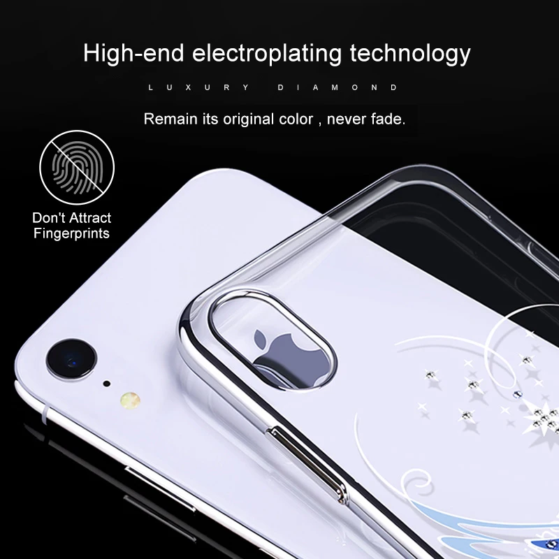 KINGXBAR Cartoon Bling diamond Cover for iPhone X Xs XR XS Max Swan Pattern Authorized Swarovski Plastic Case Capa |