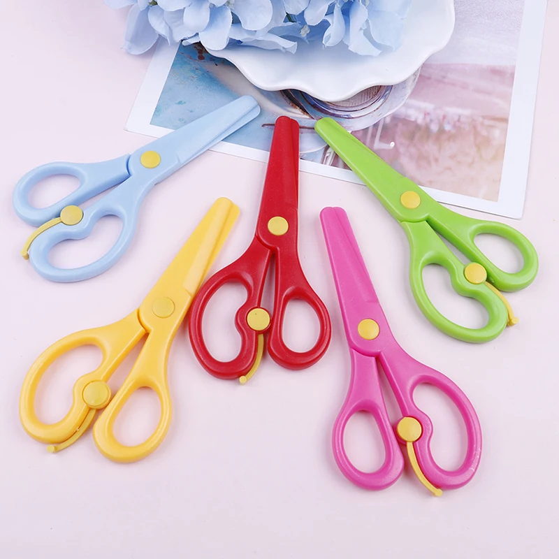 

1pc Plastic Scissors Safety Round Head Scissors For Kids Students Paper Cutting Supplies For Kindergarten School