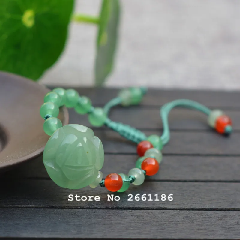 Браслеты из натурального зеленого нефрита резные ювелирные украшения с круглыми